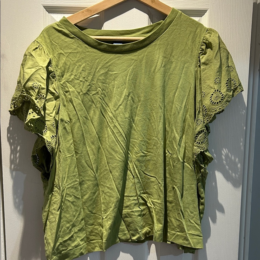 Old Navy Olive Eyelet Sleeve Women's Blouse